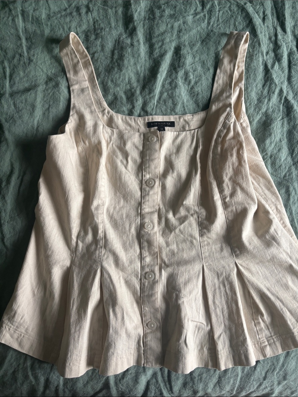 Banana Republic Cream Denim Square Neck Top